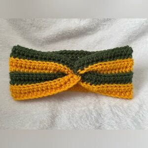 Yellow & Green Crochet Headband, Handmade Hair Accessory for Adults & Kids